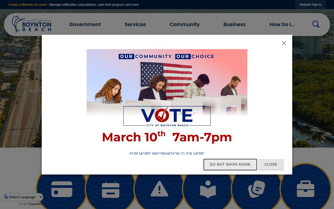 City of Boynton Beach official website showing access to public records and city services