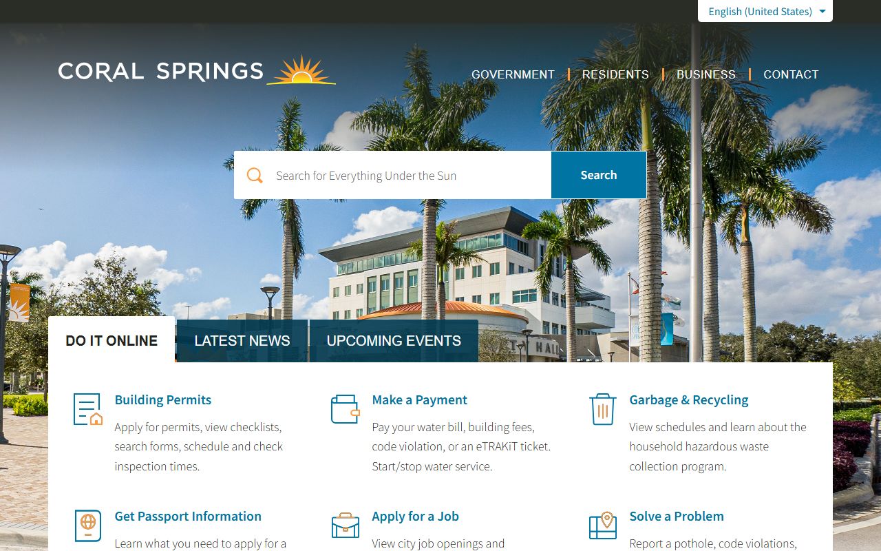 Coral Springs Florida city website public records