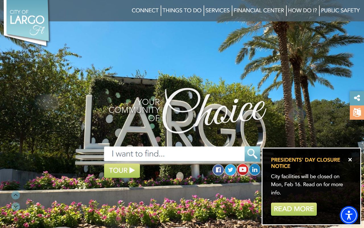 City of Largo official homepage showing access to public records and government services
