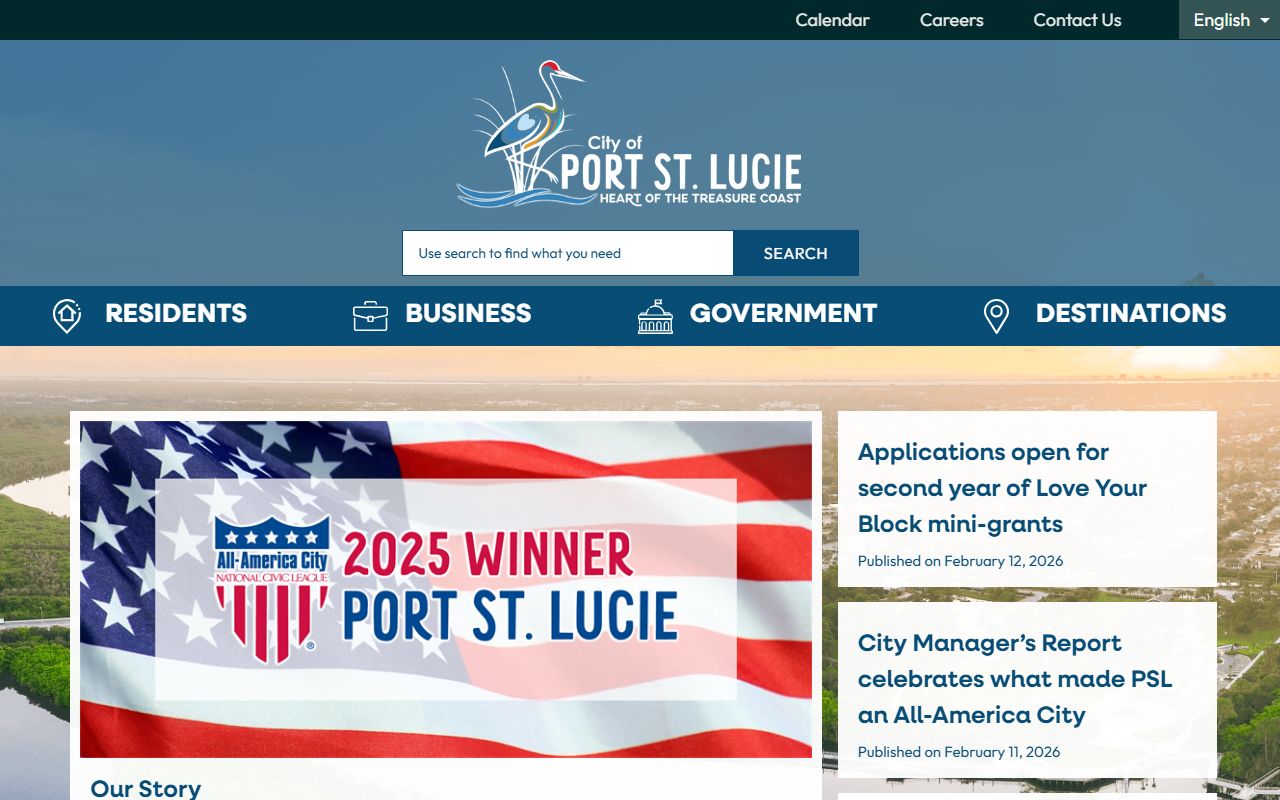City of Port St. Lucie website for Port St. Lucie public records access and city department contacts