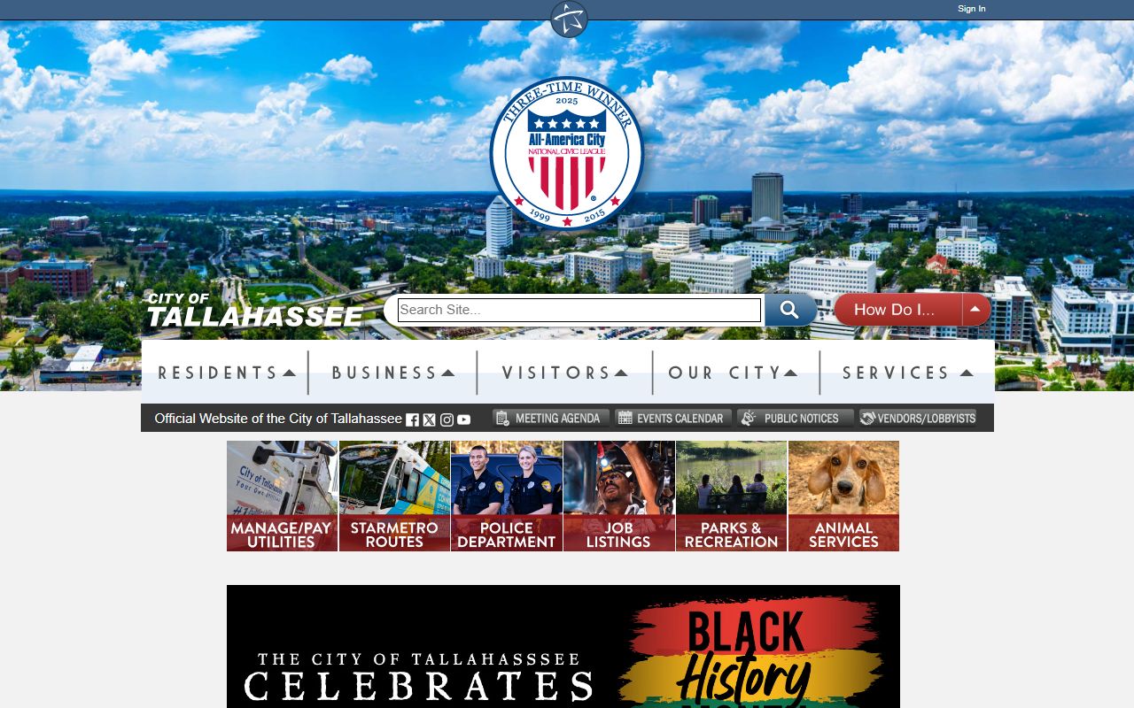 City of Tallahassee website for Tallahassee public records access