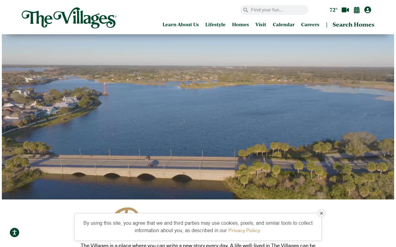 The Villages Florida community website showing community information relevant to public records research