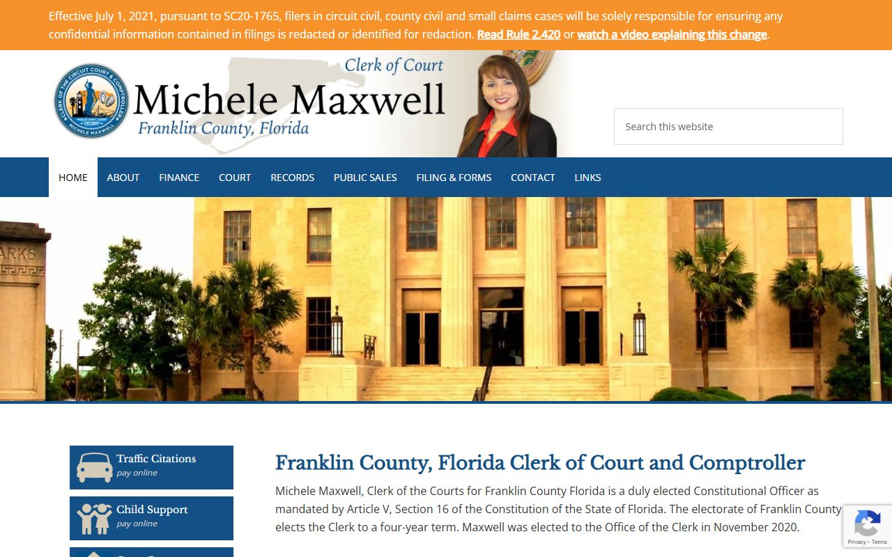 Franklin County Florida Clerk and Comptroller public records website