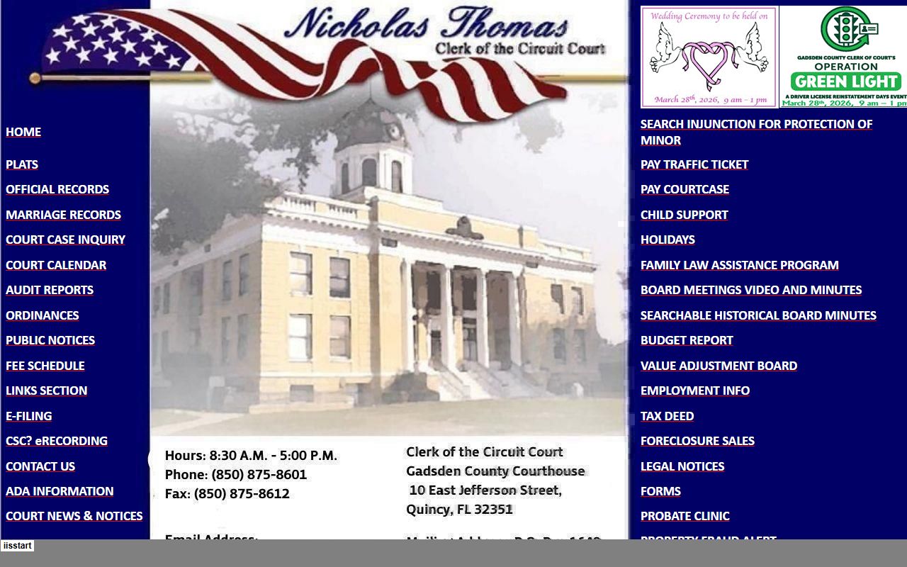 Gadsden County Florida Clerk and Comptroller public records website