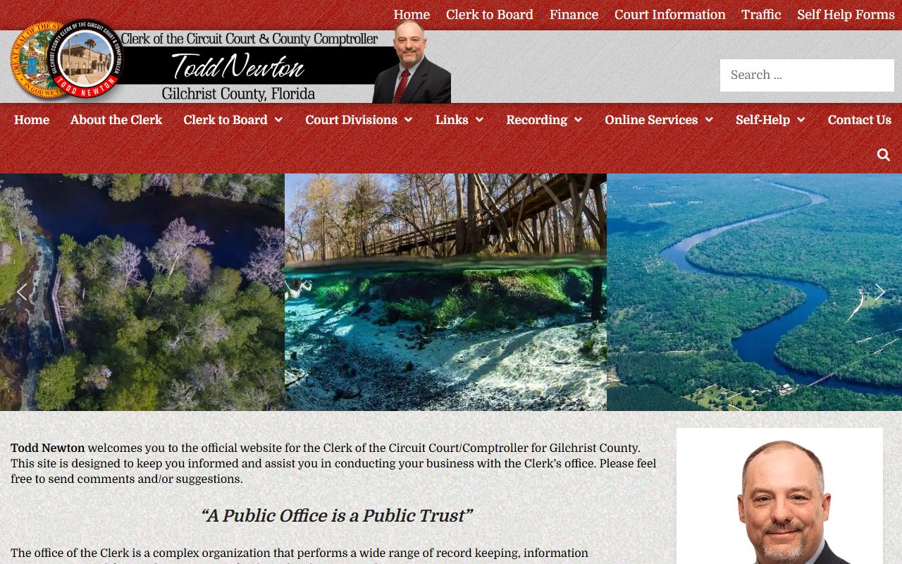 Gilchrist County Florida Clerk and Comptroller public records website