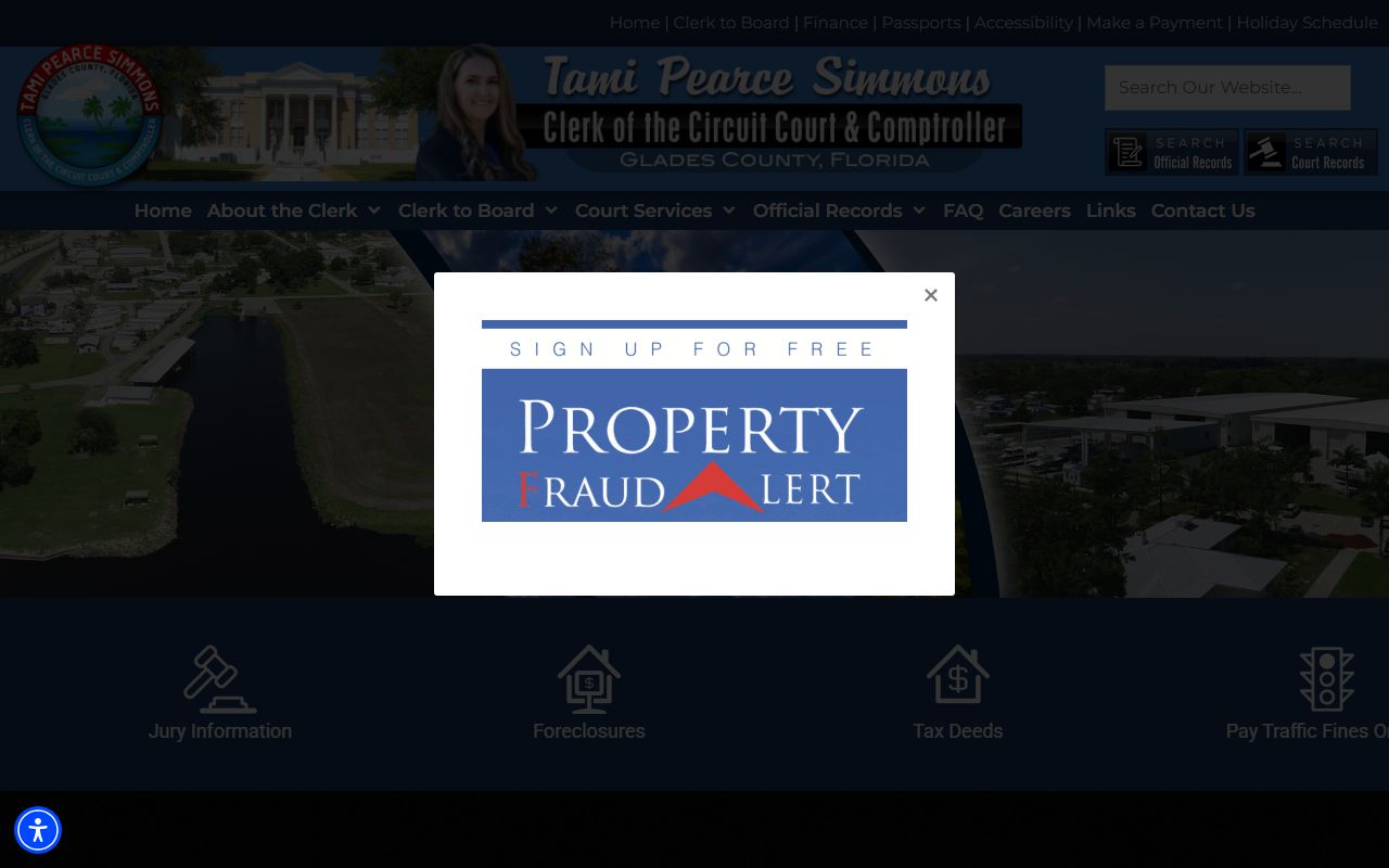 Glades County Clerk website - public records search portal