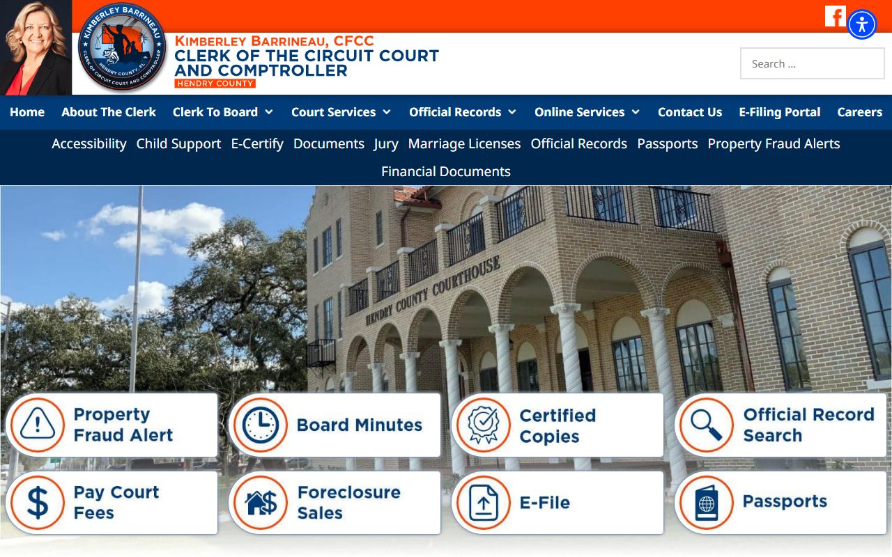 hendry county public records clerk website homepage