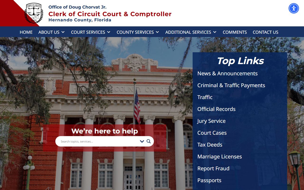 hernando county public records clerk website homepage