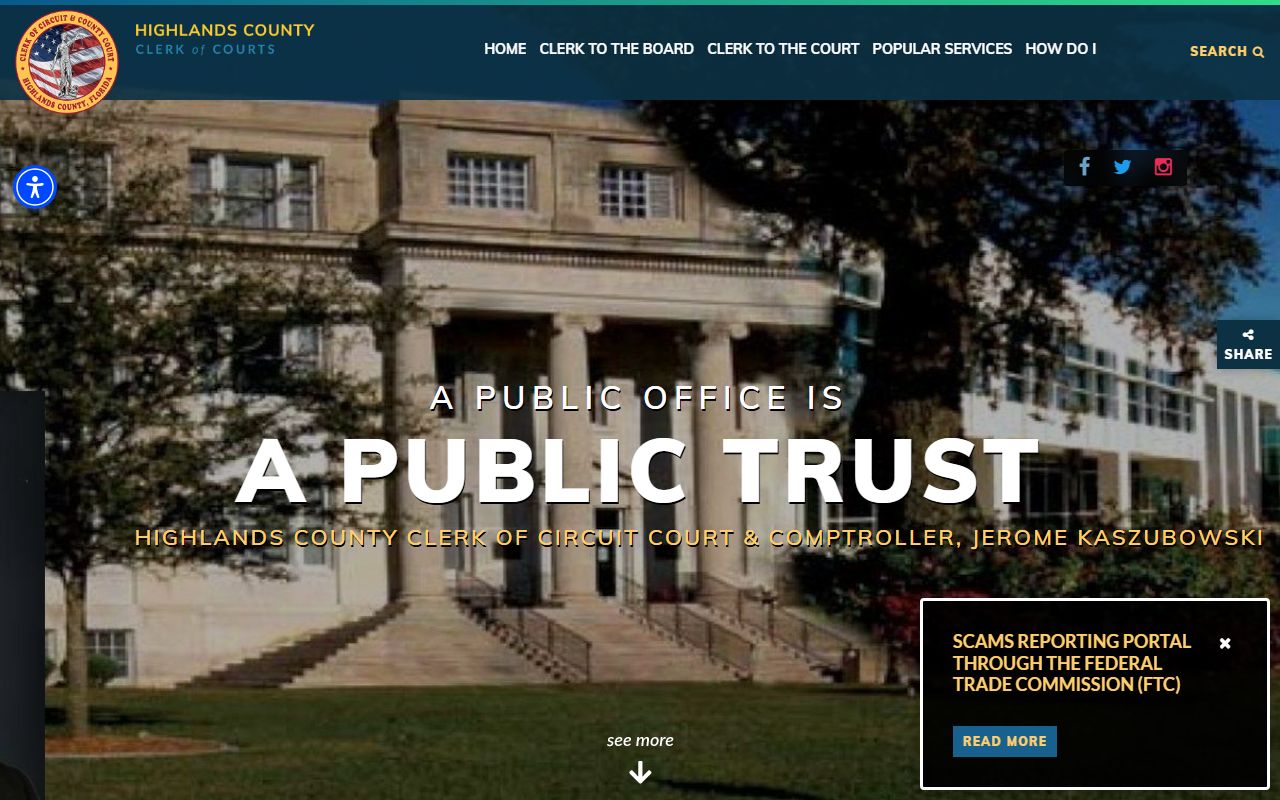 highlands county public records clerk website homepage