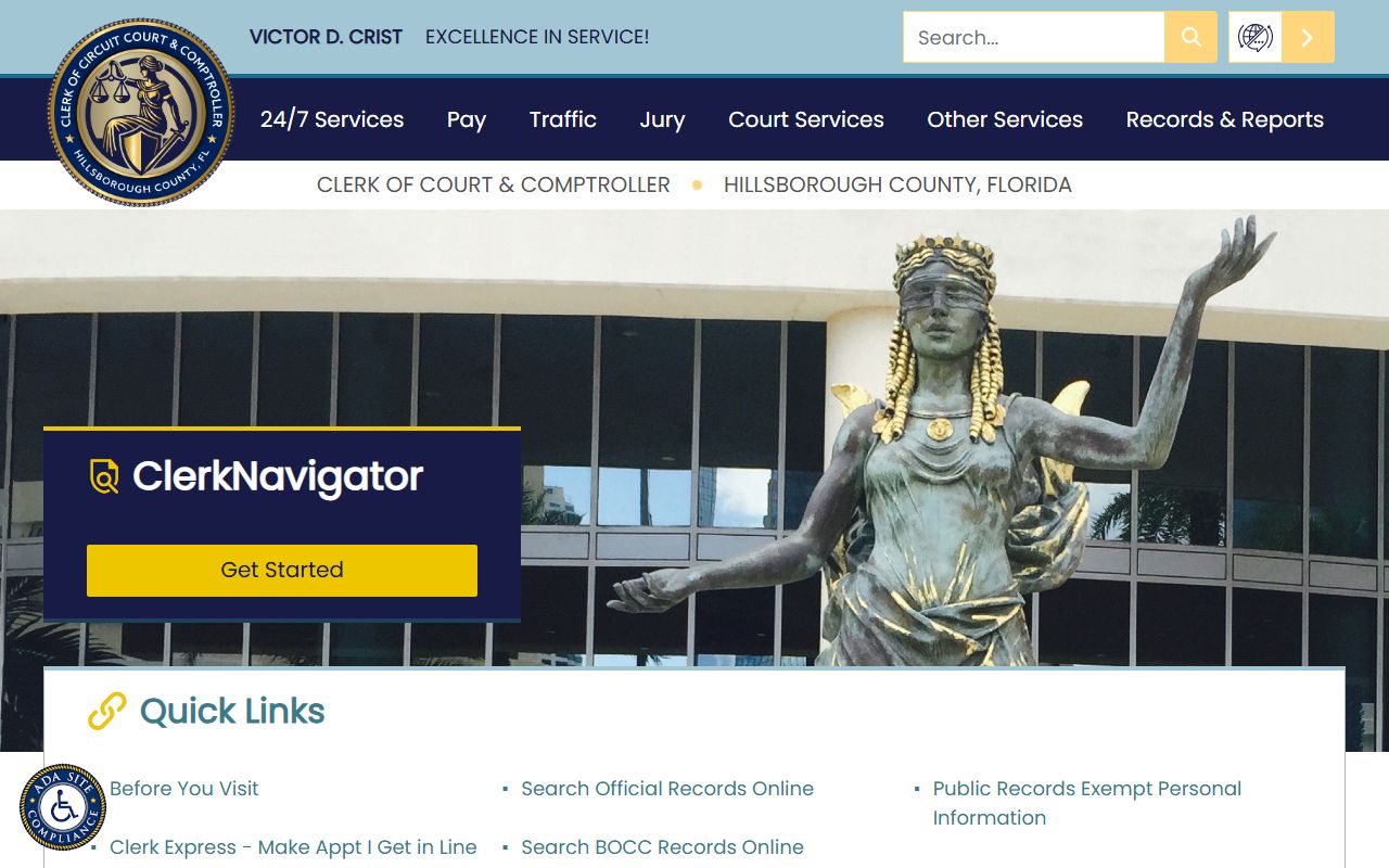 hillsborough county public records clerk website homepage