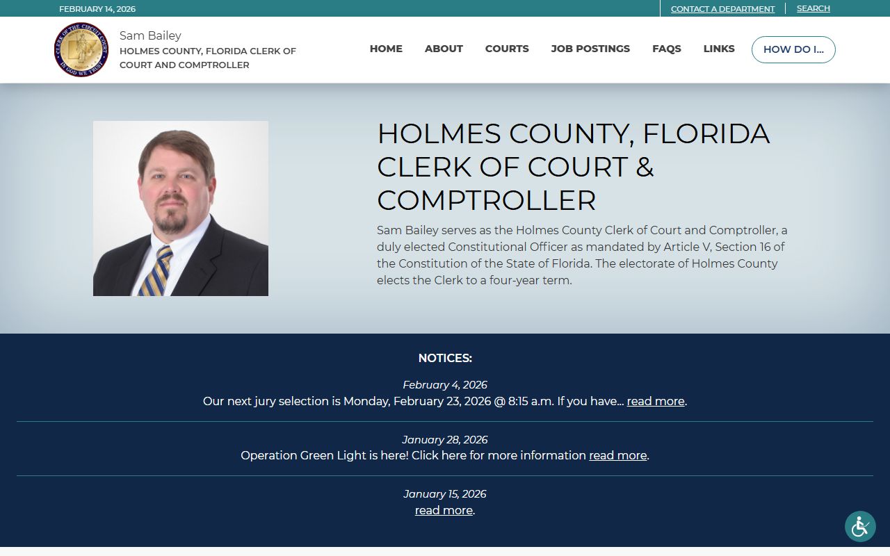 holmes county public records clerk website homepage
