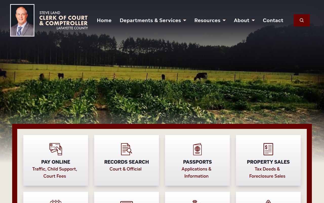 Lafayette County Clerk of Court website screenshot