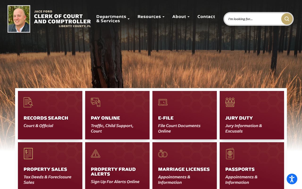 Liberty County Clerk of Court website screenshot