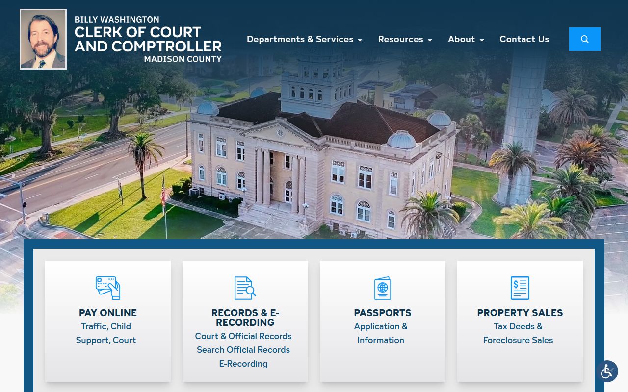 Madison County Clerk of Court website screenshot