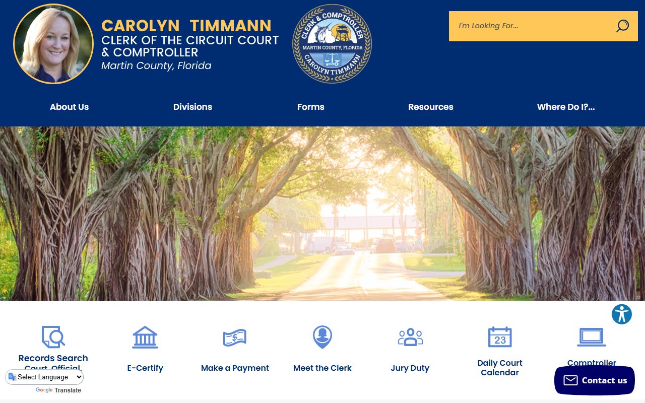 Martin County Clerk and Comptroller website screenshot