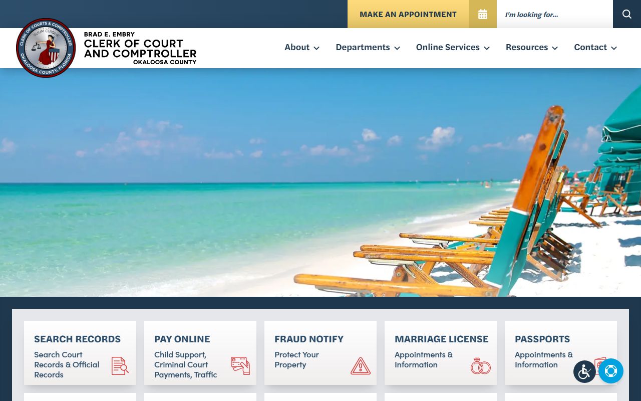 Okaloosa County Clerk website for Crestview public records