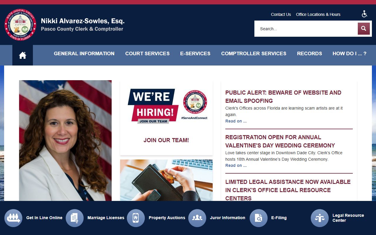 pasco county public records clerk and comptroller website screenshot
