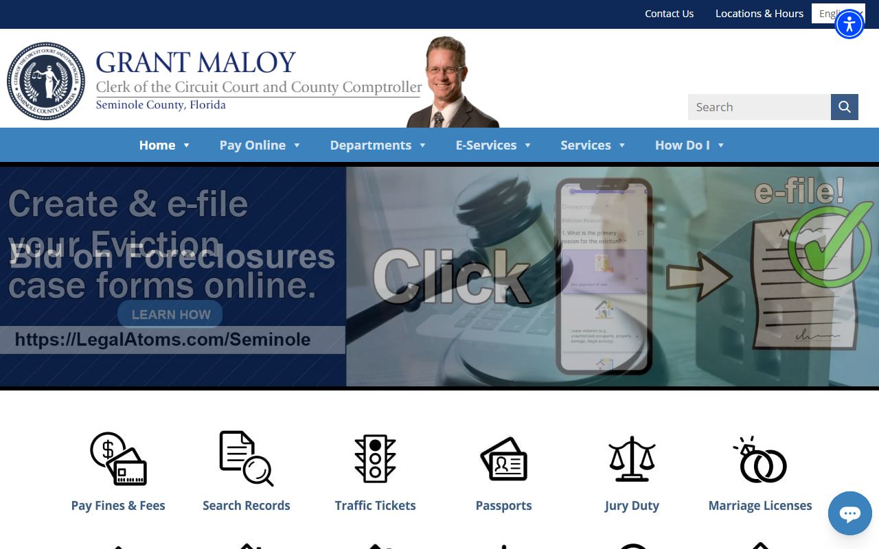 Seminole County Clerk and Comptroller website screenshot