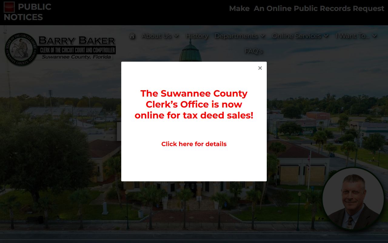 Suwannee County Clerk and Comptroller website screenshot