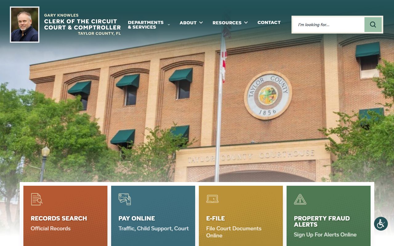 Taylor County Clerk and Comptroller website screenshot