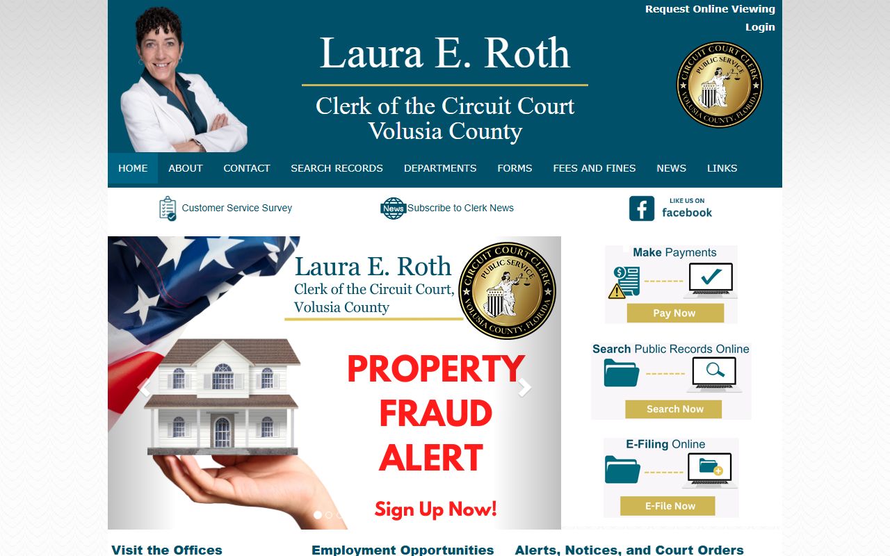 Volusia County Clerk of Courts website screenshot