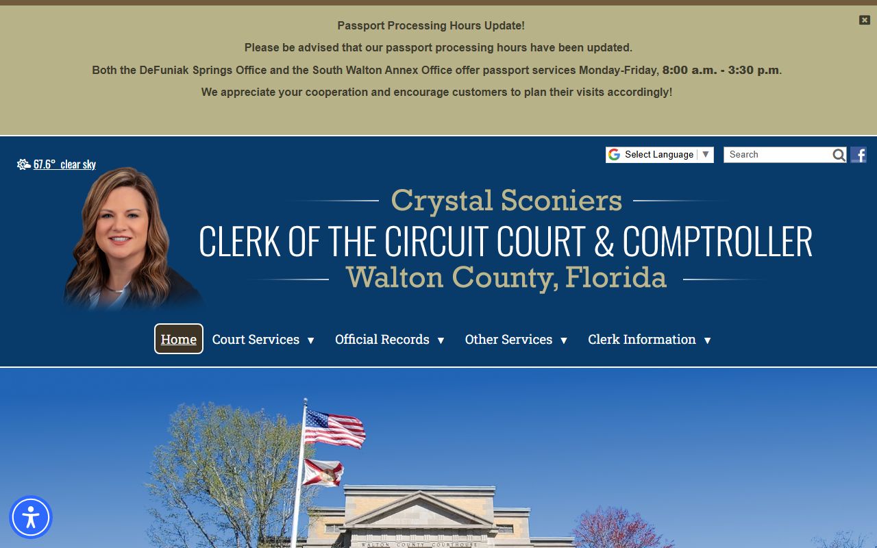 Walton County Clerk and Comptroller website screenshot