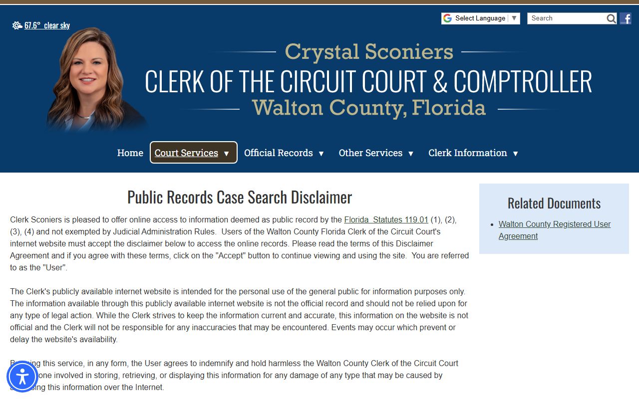 Walton County court records online search portal screenshot